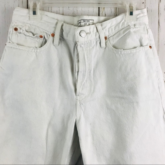 Free People White Distressed Crop Jeans - Picture 4 of 9
